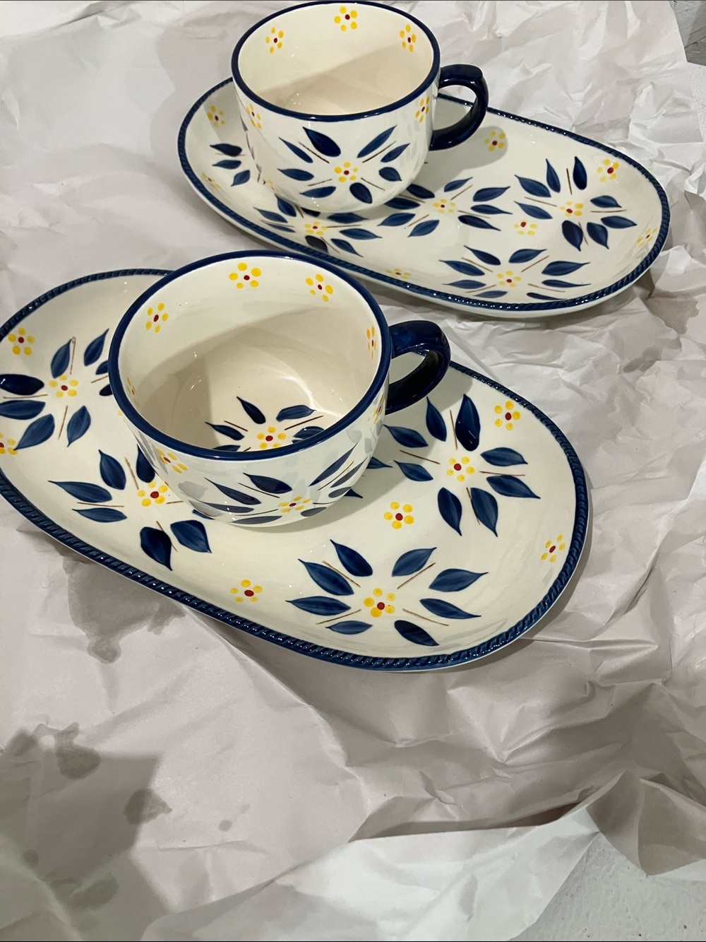 Temp-Tations White Ceramic Serveware with Navy Logo Detail